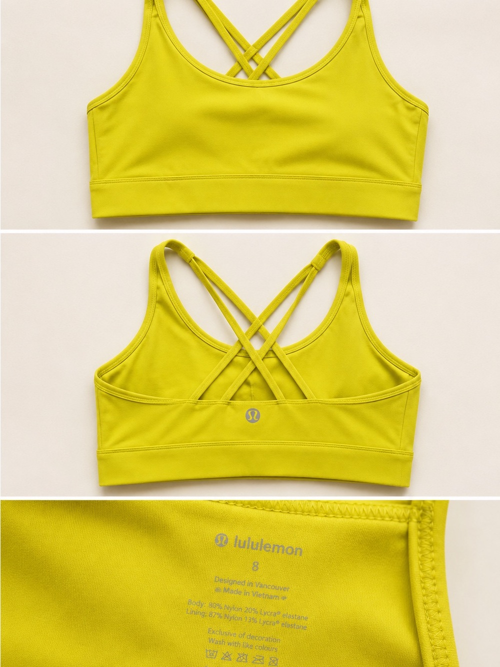 lululemon athletica Bright Yellow Strappy Cross-Back Bodysuit Top